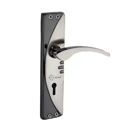 ALONE LOCKS Black Silver Mortice Door Handle Set with Lock 3 Keys 7 inch K.Y. Moon for Door Bathroom Bedroom Living Room