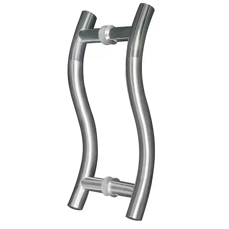 Implemental 254 mm(10 Inch) Glass Chrome S Type Glass Door Pipe Pull Handle (Set of 2)