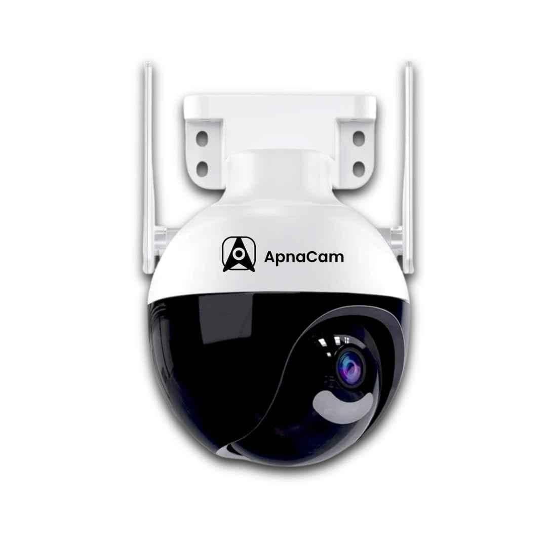 ApnaCam 3MP 360 deg Pan & Tilt Outdoor PTZ Wireless Smart WiFi Camera with Alarm, Motion Alert, Color Night Vision, SD Card Support & 2 Way Audio