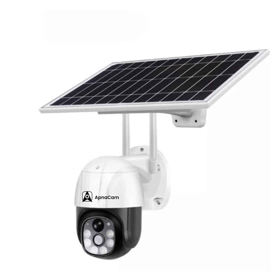 ApnaCam 4G Solar Battery Powered 5MP Solar Sim CCTV Camera Outdoor & Indoor Card Supported with IP66 Waterproof & Pan Tilt Smart Security Camera
