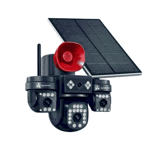 ApnaCam 5MP+5MP+5MP+5MP FHD 4G Solar CCTV Security Camera with Two-Way Audio, Motion Detection & 360 Deg View