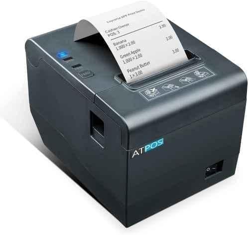 Atpos AT-302 80mm 3 Inches Direct Thermal Receipt Printer (USB+LAN) with Auto Cutter, ESC/POS Print Billing Invoicing & 1 Year Warranty