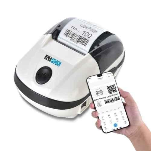 Atpos AT-E58BT Bluetooth Thermal Label Printer 2 Inch 58mm (Bluetooth) Direct Thermal Barcode Label Sticker Printer with 1 Year Warranty