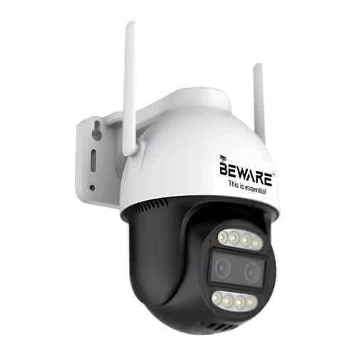 Beware 4MP 4G Dual Lens Mini PT 360 deg Camera with 10X Zoom & Two-Way Audio - IP66 Waterproof SIM-Based Security Camera (Plastic Body)