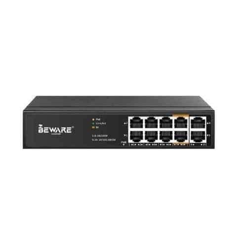 Beware 8 Port PoE Switch 10/100 | Compact Fast Ethernet PoE Network Switch for CCTV Surveillance Systems