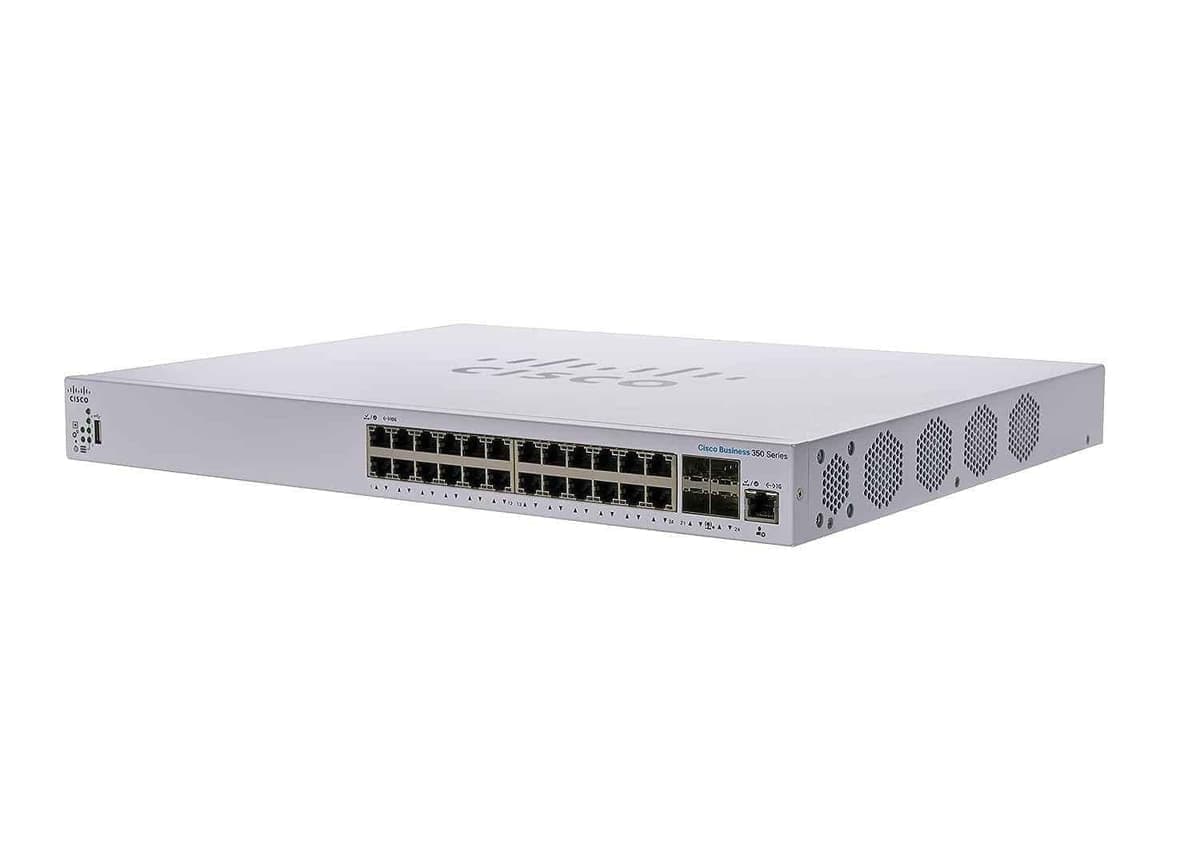Cisco 39W 24 Port Full PoE 10G SFP+ & 4x10GE Shared Managed Network Switch, CBS350-24XS