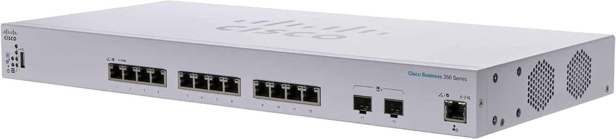 Cisco 64.1W 12 Port Full PoE 2x10G SFP+ Managed Network Switch, CBS350-12XT