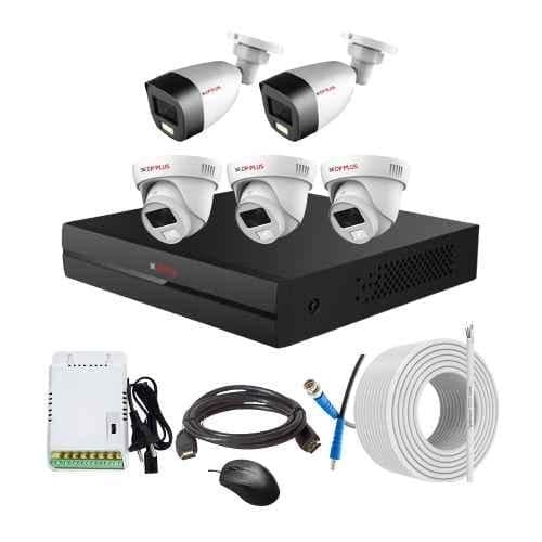 CP Plus 2.4MP Full Colour HD Audio Indoor & Outdoor CCTV Combo Kit with 8Ch DVR, 3 Dome 2 Bullet Camera, 8Ch SMPS, 70m Copper Cable & Connectors