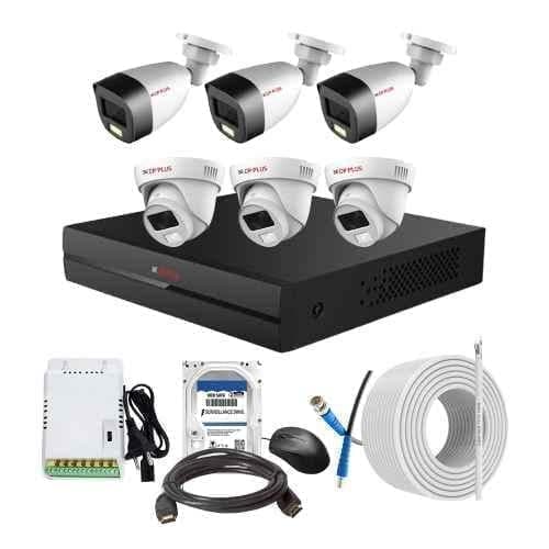 CP Plus 2.4MP Full Colour HD Audio Indoor & Outdoor CCTV Combo Kit with 8Ch DVR, 3 Dome 3 Bullet Camera, 8Ch SMPS, 70m Cable, 1TB HDD & Connector