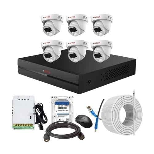 CP Plus 2.4MP Full Colour HD Audio Indoor & Outdoor CCTV Combo Kit with 8Ch DVR, 6 Dome Camera, 8Ch SMPS, 70m Copper Cable, 2TB HDD & Connectors