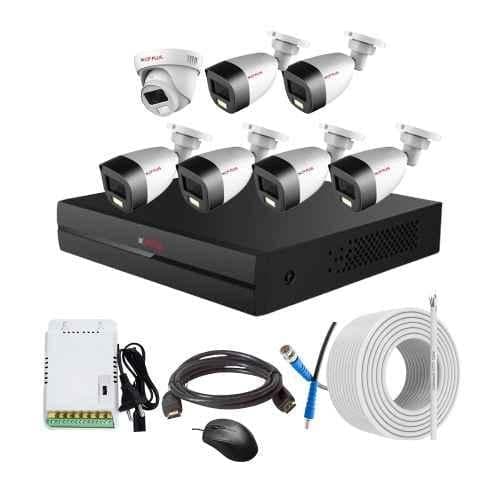CP Plus 2.4MP Full Colour HD Audio Indoor & Outdoor CCTV Combo Kit with 8Ch DVR, 6 Bullet 1 Dome Camera, 8Ch SMPS, 70m Copper Cable & Connectors