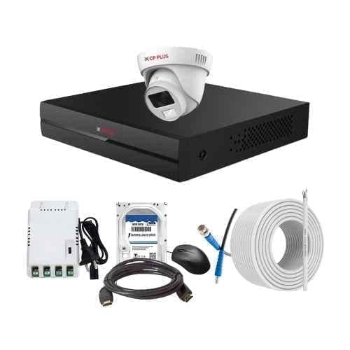 CP Plus 2.4MP Full Colour HD Audio Indoor & Outdoor CCTV Combo Kit with 4Ch DVR, 1 Dome Camera, 4Ch SMPS, 70m Copper Cable, 1TB HDD & Connectors