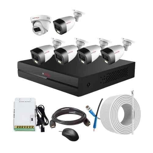 CP Plus 2.4MP Full Colour HD Audio Indoor & Outdoor CCTV Combo Kit with 8Ch DVR, 5 Bullet 1 Dome Camera, 8Ch SMPS, 70m Copper Cable & Connectors