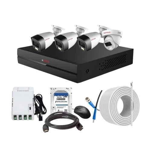 CP Plus 2.4MP Full Colour HD Audio Indoor & Outdoor CCTV Combo Kit with 4Ch DVR, 3 Bullet 1 Dome Camera, 4Ch SMPS, 70m Cable, 2TB HDD & Connector