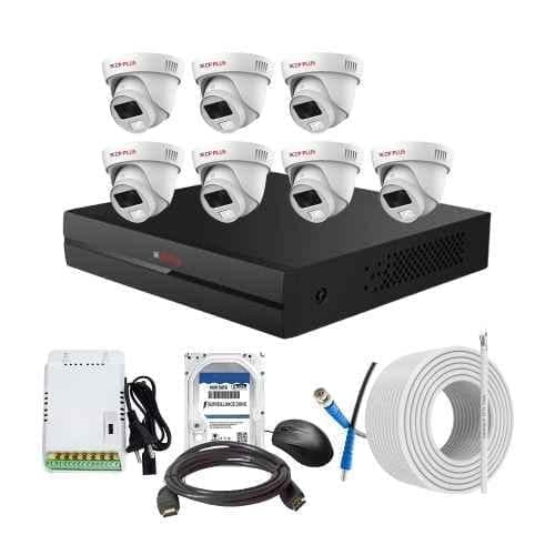 CP Plus 2.4MP Full Colour HD Audio Indoor & Outdoor CCTV Combo Kit with 8Ch DVR, 7 Dome Camera, 8Ch SMPS, 70m Copper Cable, 500GB HDD & Connectors