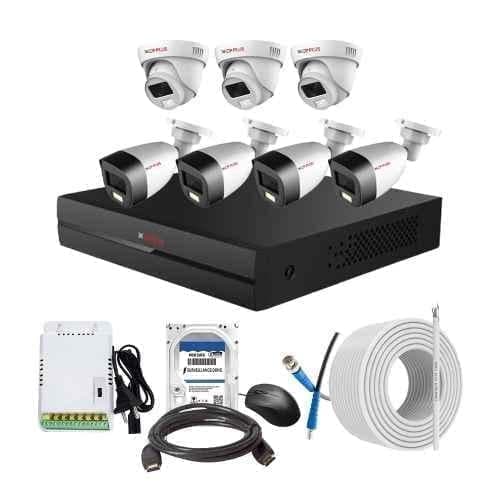 CP Plus 2.4MP Full Colour HD Audio Indoor & Outdoor CCTV Combo Kit with 8Ch DVR, 3 Dome 4 Bullet Camera, 8Ch SMPS, 70m Cable, 500GB HDD & Connector