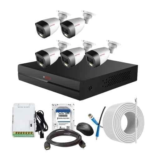 CP Plus 2.4MP Full Colour HD Audio Indoor & Outdoor CCTV Combo Kit with 8Ch DVR, 5 Bullet Camera, 8Ch SMPS, 70m Copper Cable, 1TB HDD & Connectors