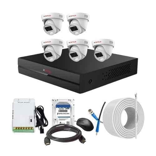 CP Plus 2.4MP Full Colour HD Audio Indoor & Outdoor CCTV Combo Kit with 8Ch DVR, 5 Dome Camera, 8Ch SMPS, 70m Copper Cable, 2TB HDD & Connectors