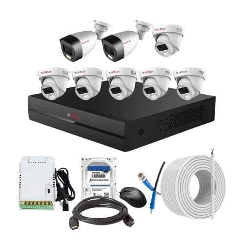 CP Plus 2.4MP Full Colour HD Audio Indoor & Outdoor CCTV Combo Kit with 8Ch DVR, 6 Dome 2 Bullet Camera, 8Ch SMPS, 70m Cable, 500GB HDD & Connector