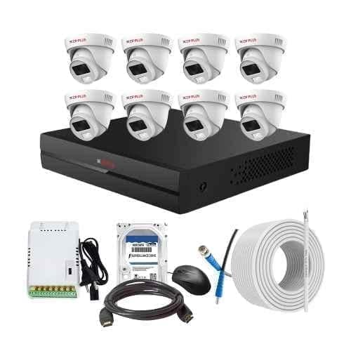CP Plus 2.4MP Full Colour HD Audio Indoor & Outdoor CCTV Combo Kit with 8Ch DVR, 8 Dome Camera, 8Ch SMPS, 70m Copper Cable, 500GB HDD & Connectors