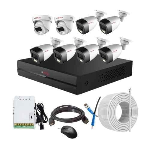 CP Plus 2.4MP Full Colour HD Audio Indoor & Outdoor CCTV Combo Kit with 8Ch DVR, 6 Bullet 2 Dome Camera, 8Ch SMPS, 70m Copper Cable & Connectors
