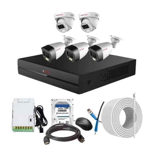 CP Plus 2.4MP Full Colour HD Audio Indoor & Outdoor CCTV Combo Kit with 8Ch DVR, 3 Bullet 2 Dome Camera, 8Ch SMPS, 70m Cable, 1TB HDD & Connector