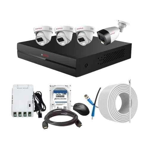 CP Plus 2.4MP Full Colour HD Audio Indoor & Outdoor CCTV Combo Kit with 4Ch DVR, 1 Bullet 3 Dome Camera, 4Ch SMPS, 70m Cable, 1TB HDD & Connector