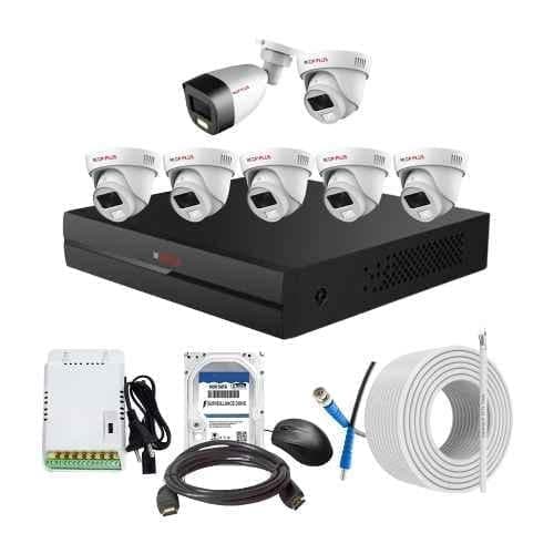 CP Plus 2.4MP Full Colour HD Audio Indoor & Outdoor CCTV Combo Kit with 8Ch DVR, 1 Bullet 6 Dome Camera, 8Ch SMPS, 70m Cable, 1TB HDD & Connector