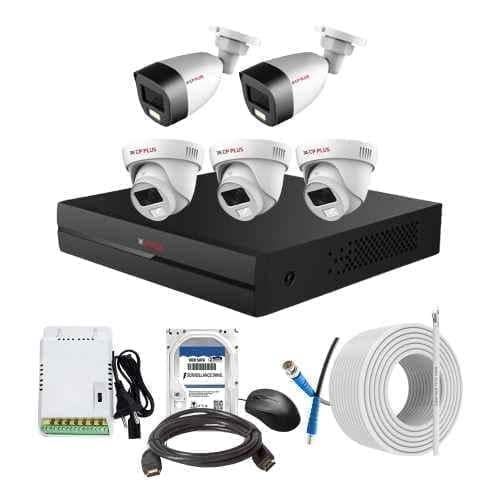 CP Plus 2.4MP Full Colour HD Audio Indoor & Outdoor CCTV Combo Kit with 8Ch DVR, 3 Dome 2 Bullet Camera, 8Ch SMPS, 70m Cable, 500GB HDD & Connector