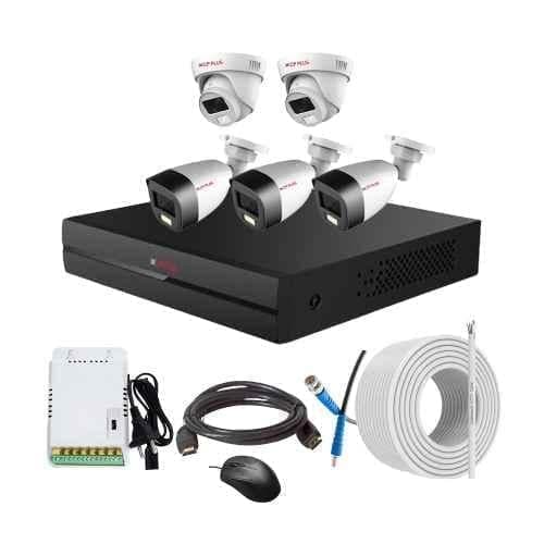 CP Plus 2.4MP Full Colour HD Audio Indoor & Outdoor CCTV Combo Kit with 8Ch DVR, 3 Bullet 2 Dome Camera, 8Ch SMPS, 70m Copper Cable & Connectors