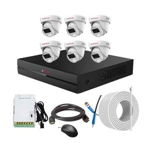 CP Plus 2.4MP Full Colour HD Audio Indoor & Outdoor CCTV Combo Kit with 8Ch DVR, 6 Dome Camera, 8Ch SMPS, 70m Copper Cable & Connectors