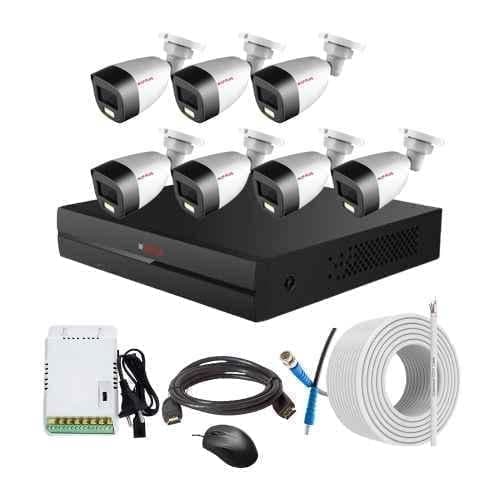 CP Plus 2.4MP Full Colour HD Audio Indoor & Outdoor CCTV Combo Kit with 8Ch DVR, 7 Bullet Camera, 8Ch SMPS, 70m Copper Cable & Connectors