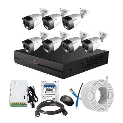 CP Plus 2.4MP Full Colour HD Audio Indoor & Outdoor CCTV Combo Kit with 8Ch DVR, 7 Bullet Camera, 8Ch SMPS, 70m Copper Cable, 500GB HDD & Connectors