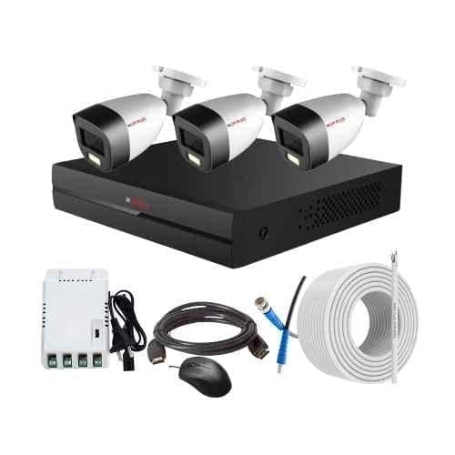 CP Plus 2.4MP Full Colour HD Audio Indoor & Outdoor CCTV Combo Kit with 4Ch DVR, 3 Bullet Camera, 4Ch SMPS, 70m Copper Cable & Connectors