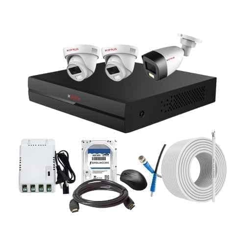 CP Plus 2.4MP Full Colour HD Audio Indoor & Outdoor CCTV Combo Kit with 4Ch DVR, 1 Bullet 2 Dome Camera, 4Ch SMPS, 70m Cable, 2TB HDD & Connector