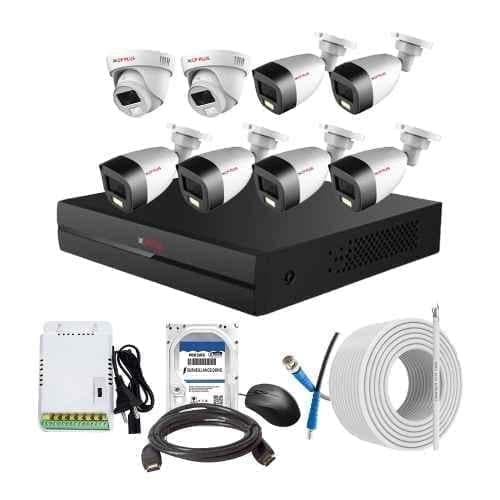 CP Plus 2.4MP Full Colour HD Audio Indoor & Outdoor CCTV Combo Kit with 8Ch DVR, 6 Bullet 2 Dome Camera, 8Ch SMPS, 70m Cable, 500GB HDD & Connector