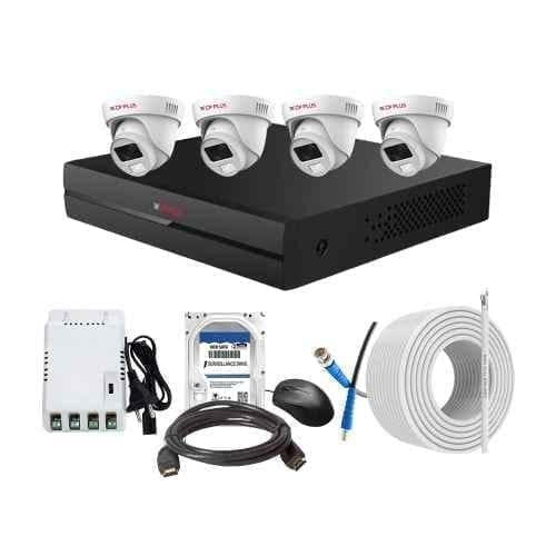 CP Plus 2.4MP Full Colour HD Audio Indoor & Outdoor CCTV Combo Kit with 4Ch DVR, 4 Dome Camera, 4Ch SMPS, 70m Copper Cable, 1TB HDD & Connectors