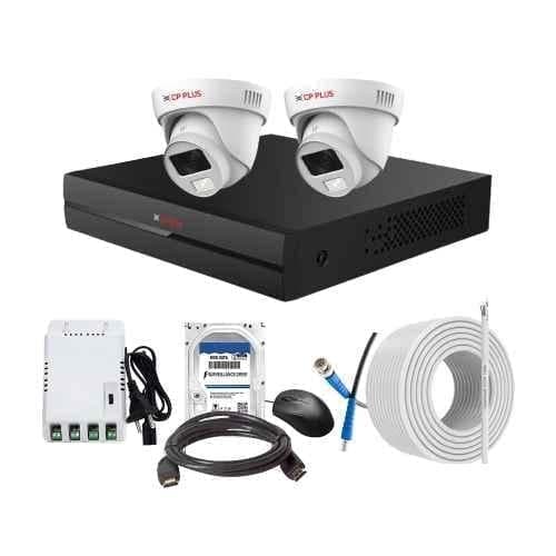 CP Plus 2.4MP Full Colour HD Audio Indoor & Outdoor CCTV Combo Kit with 4Ch DVR, 2 Dome Camera, 4Ch SMPS, 70m Copper Cable, 500GB HDD & Connectors