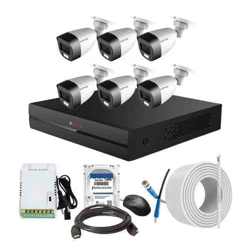 CP Plus 2.4MP Full Colour HD Audio Indoor & Outdoor CCTV Combo Kit with 8Ch DVR, 6 Bullet Camera, 8Ch SMPS, 70m Copper Cable, 2TB HDD & Connectors
