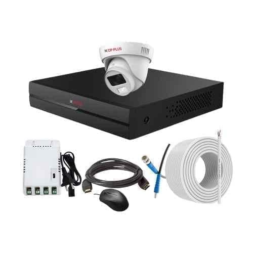 CP Plus 2.4MP Full Colour HD Audio Indoor & Outdoor CCTV Combo Kit with 4Ch DVR, 1 Dome Camera, 4Ch SMPS, 70m Copper Cable & Connectors