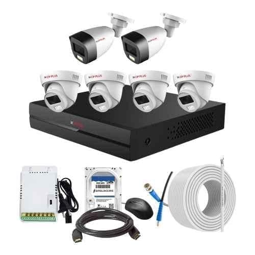CP Plus 2.4MP Full Colour HD Audio Indoor & Outdoor CCTV Combo Kit with 8Ch DVR, 4 Dome 2 Bullet Camera, 8Ch SMPS, 70m Cable, 500GB HDD & Connector