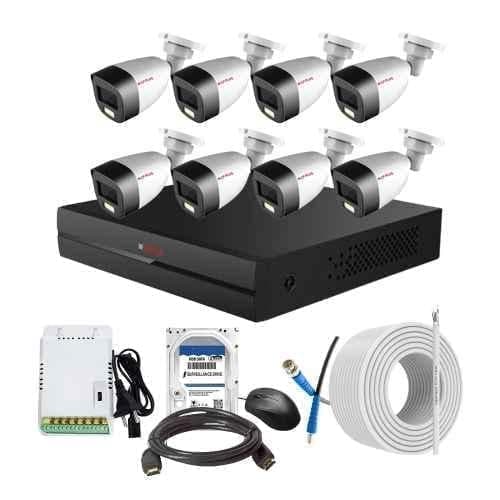 CP Plus 2.4MP Full Colour HD Audio Indoor & Outdoor CCTV Combo Kit with 8Ch DVR, 8 Bullet Camera, 8Ch SMPS, 70m Copper Cable, 1TB HDD & Connectors