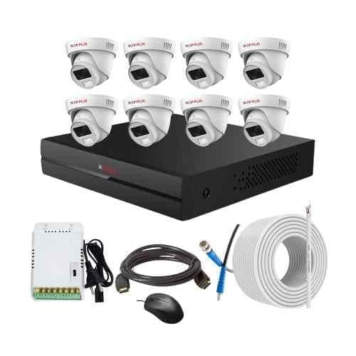 CP Plus 2.4MP Full Colour HD Audio Indoor & Outdoor CCTV Combo Kit with 8Ch DVR, 8 Dome Camera, 8Ch SMPS, 70m Copper Cable & Connectors