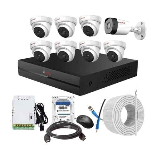 CP Plus 2.4MP Full HD Audio Indoor & Outdoor CCTV Combo Kit with 8Ch DVR, 1 Bullet 7 Dome Camera, 8Ch SMPS, 70m Cable, 1TB HDD & Connector