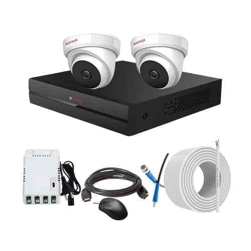 CP Plus 2.4MP Full HD Audio Indoor & Outdoor CCTV Combo Kit with 4Ch DVR, 2 Dome Camera, 4Ch SMPS, 70m Copper Cable & Connectors