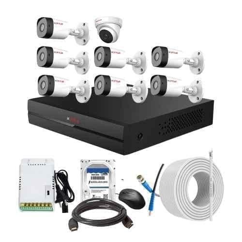 CP Plus 2.4MP Full HD Audio Indoor & Outdoor CCTV Combo Kit with 8Ch DVR, 7 Bullet 1 Dome Camera, 8Ch SMPS, 70m Cable, 1TB HDD & Connector