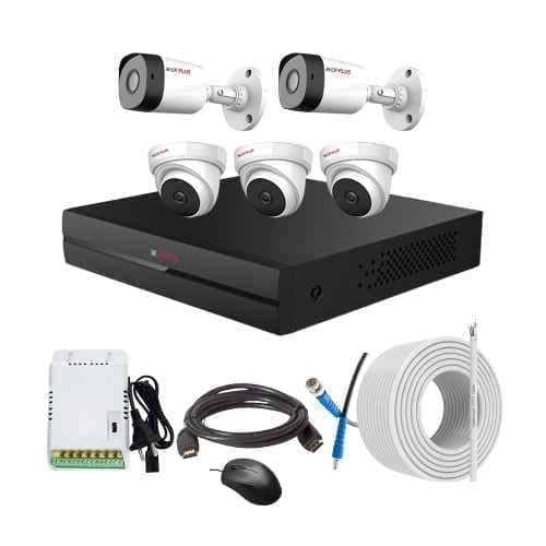 CP Plus 2.4MP Full HD Audio Indoor & Outdoor CCTV Combo Kit with 8Ch DVR, 3 Dome 2 Bullet Camera, 8Ch SMPS, 70m Copper Cable & Connectors