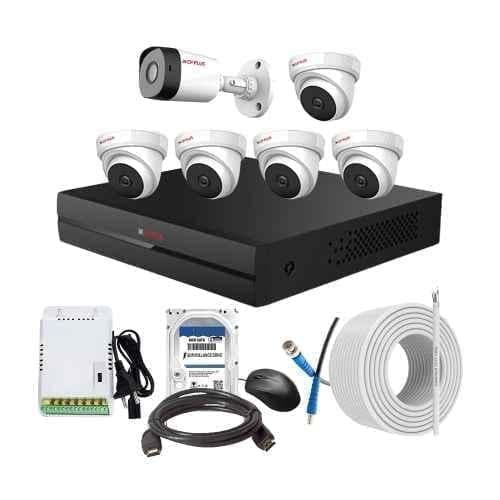 CP Plus 2.4MP Full HD Audio Indoor & Outdoor CCTV Combo Kit with 8Ch DVR, 1 Bullet 5 Dome Camera, 8Ch SMPS, 70m Cable, 1TB HDD & Connector