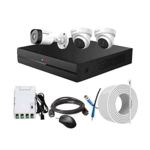 CP Plus 2.4MP Full HD Audio Indoor & Outdoor CCTV Combo Kit with 4Ch DVR, 1 Bullet 2 Dome Camera, 4Ch SMPS, 70m Copper Cable & Connectors