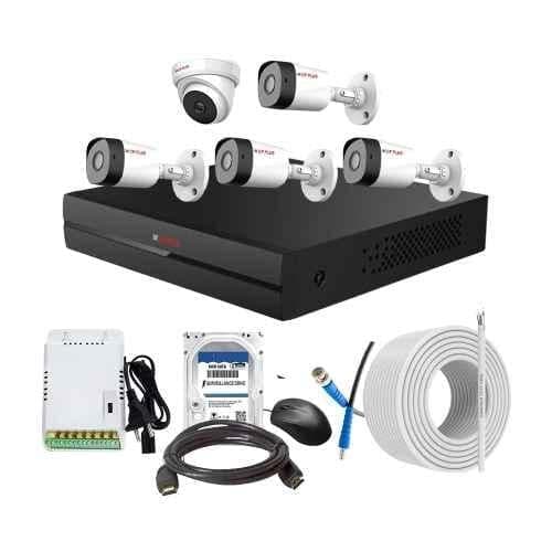 CP Plus 2.4MP Full HD Audio Indoor & Outdoor CCTV Combo Kit with 8Ch DVR, 4 Bullet 1 Dome Camera, 8Ch SMPS, 70m Cable, 500GB HDD & Connector